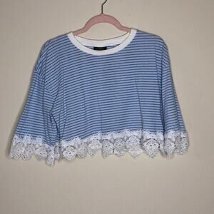 NWOT Topshop Stripe Lace Crop Top sz 10